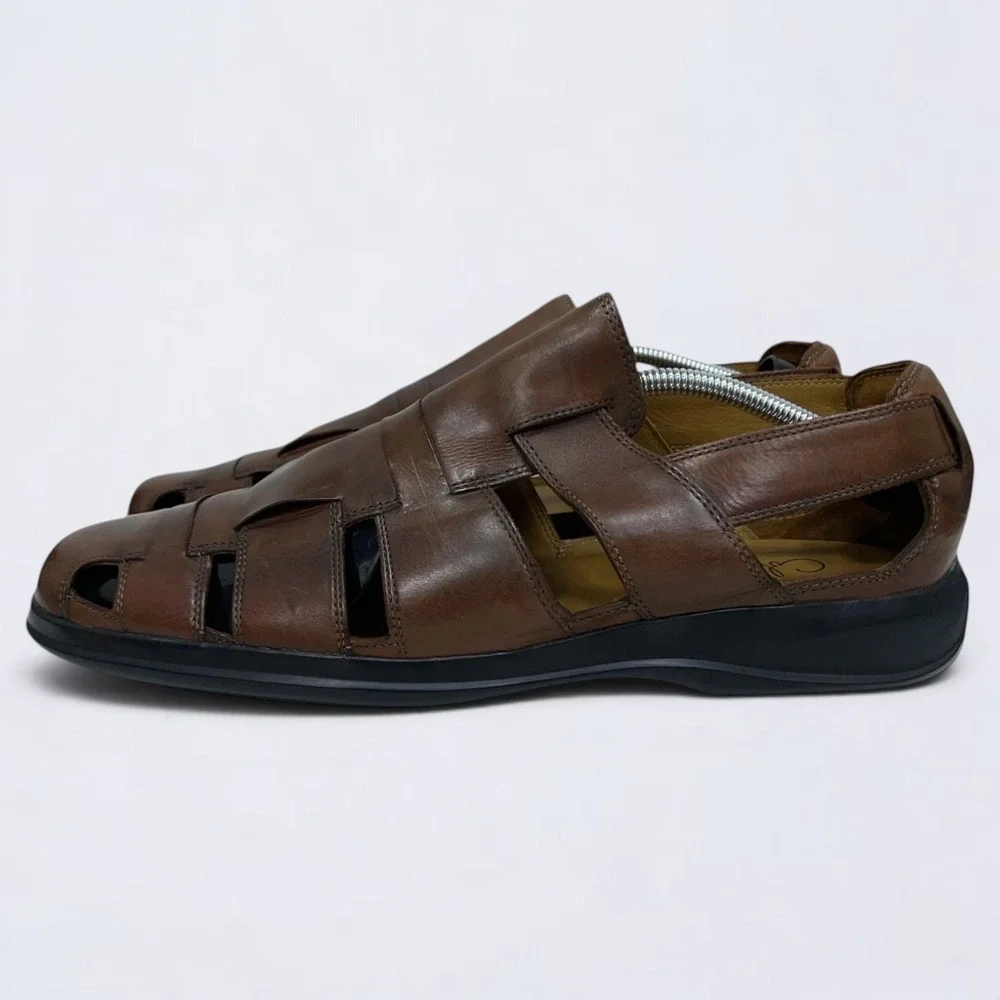 Cole Haan Sandals Men's Size 12 W Brown Leather NikeAir Dempsey Fisherman Preppy
